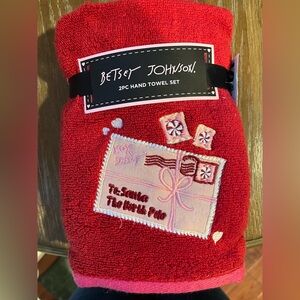 Betsey Johnson Red Valentine’s Day Embroidered Hand Towel Set
